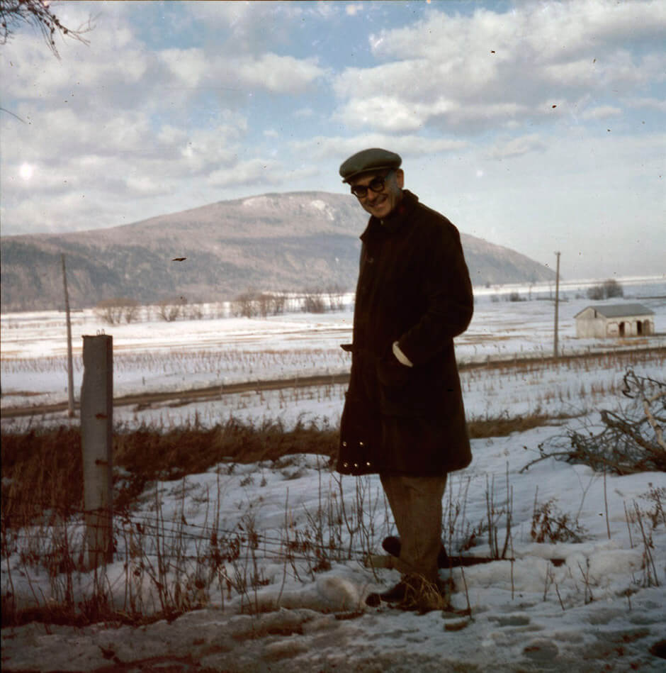Art Canada Institute, Rosemary Gilliat Eaton, photograph of Jean Paul Lemieux in winter, Quebec, c. 1955–63