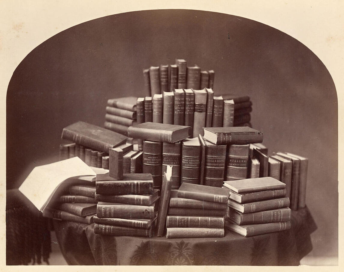 Art Canada Institute, Attributed to William Notman, Still Life with Books, 1870s–80s