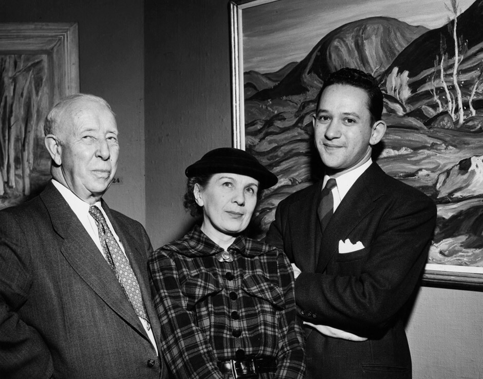 Art Canada Institute, A.Y. Jackson, Paraskeva Clark, and Jack Nichols. Opening for a Canadian Group of Painters exhibition, Art Gallery of Toronto, 1953.