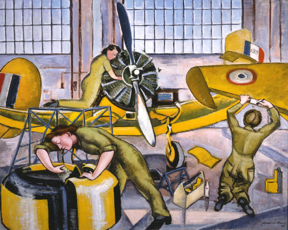 Art Canada Institute, Paraskeva Clark, Maintenance Jobs in the Hangar #6, Trenton RCAF, Station, 1945