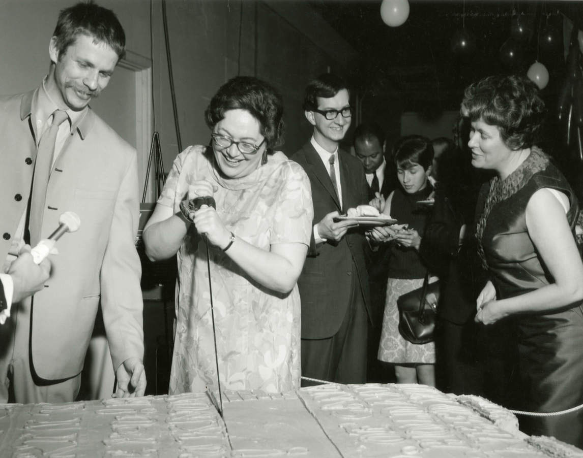Art Canada Institute, Cutting Greg Curnoe’s centennial cake, 1967