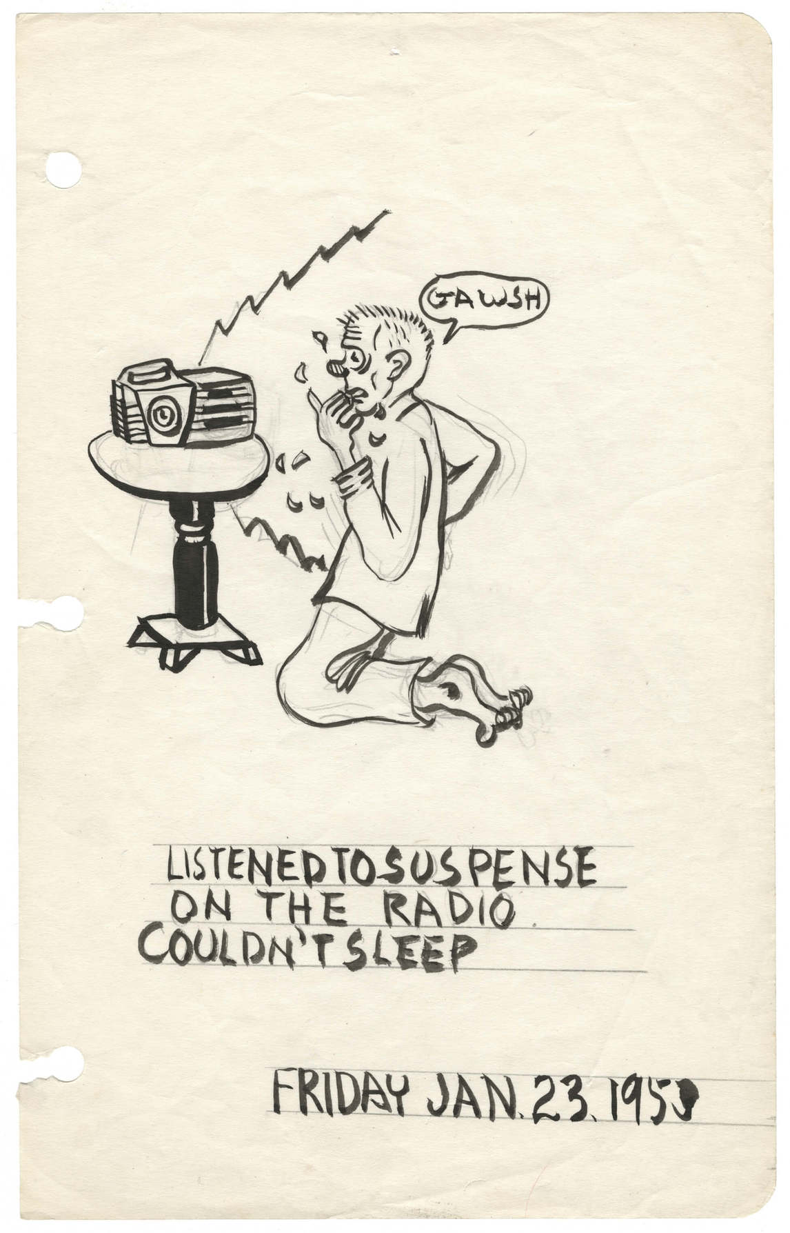 Art Canada Institute, Greg Curnoe, Page from diary showing an early interest in radio, 1953