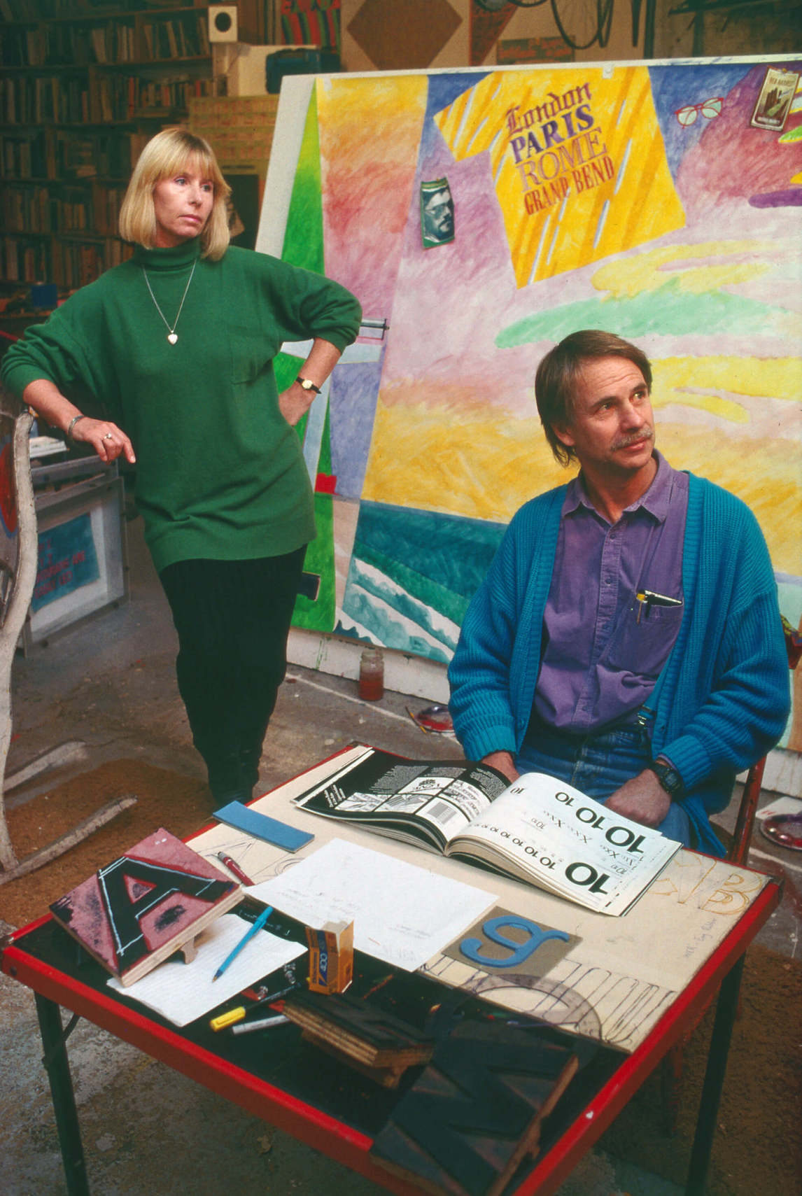 Art Canada Institute, Greg Curnoe, Greg and Sheila Curnoe in the studio, 1988
