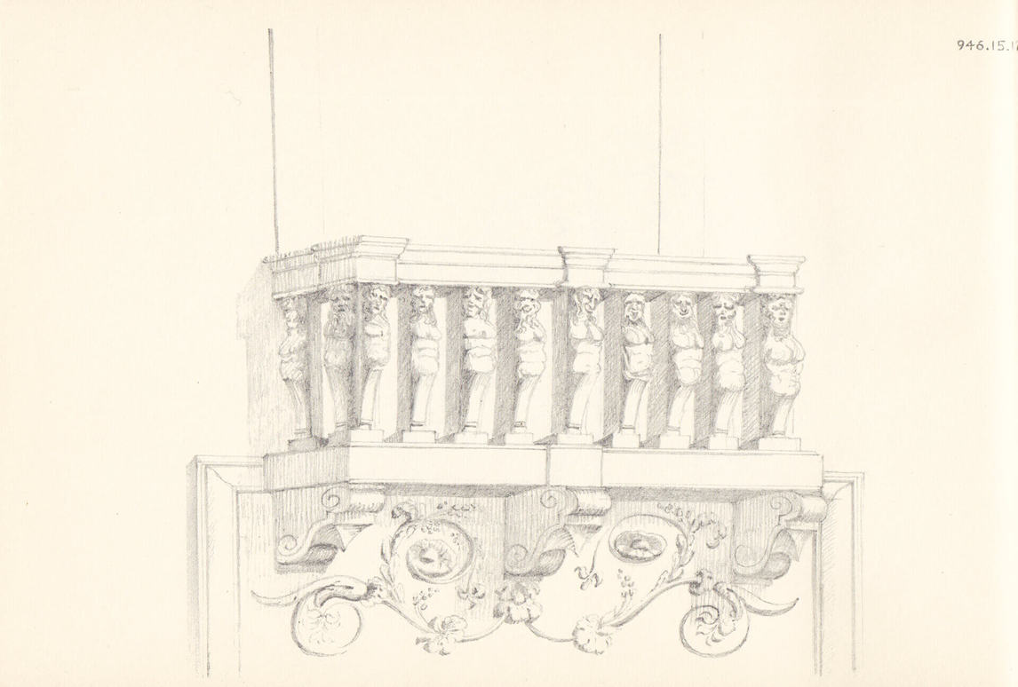 Art Canada Institute, Paul Kane, Detail of Scroll and Caryatids, c. 1841