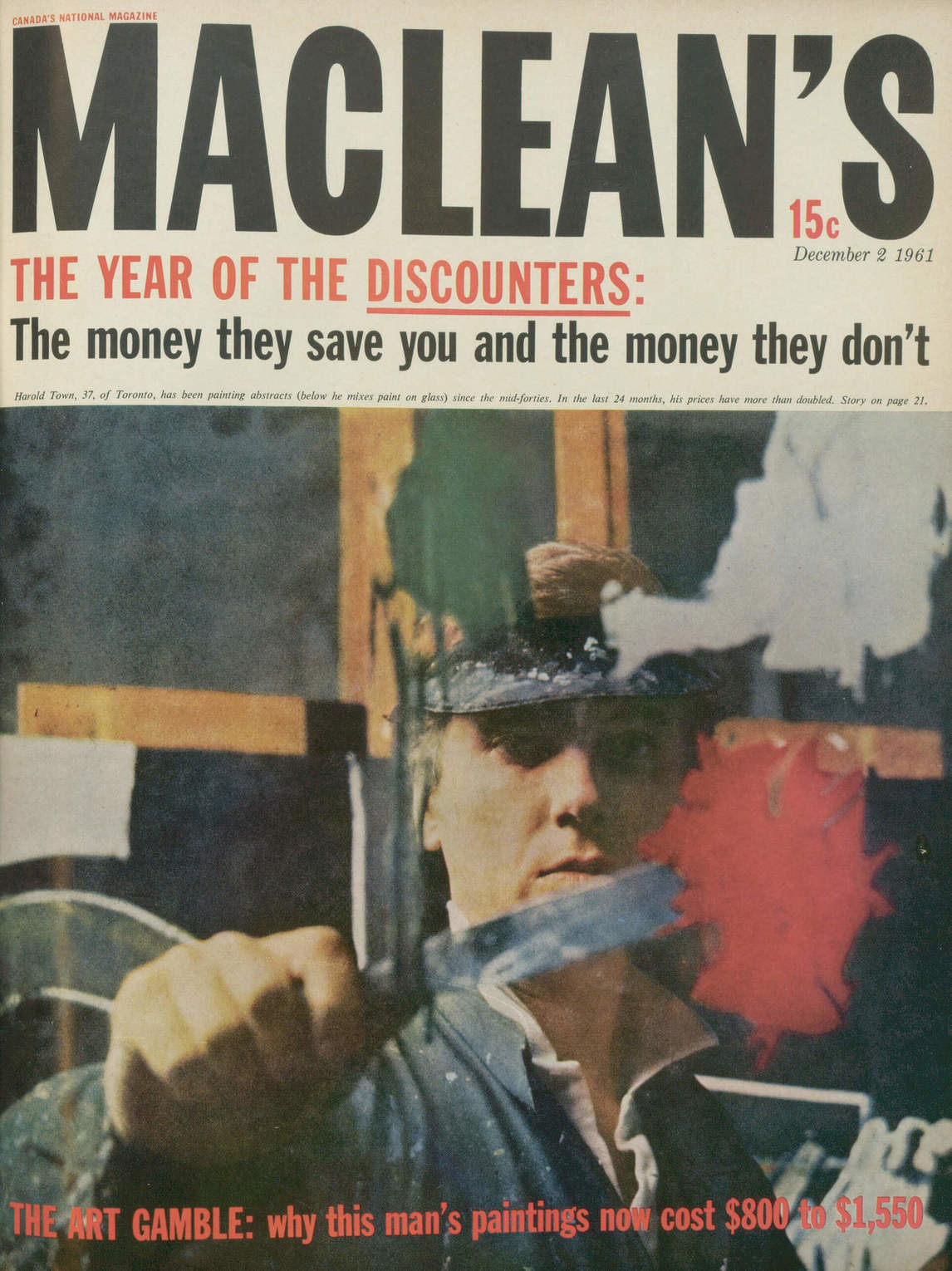 Art Canada Institute, Harold Town on the cover of Maclean’s magazine, December 1961