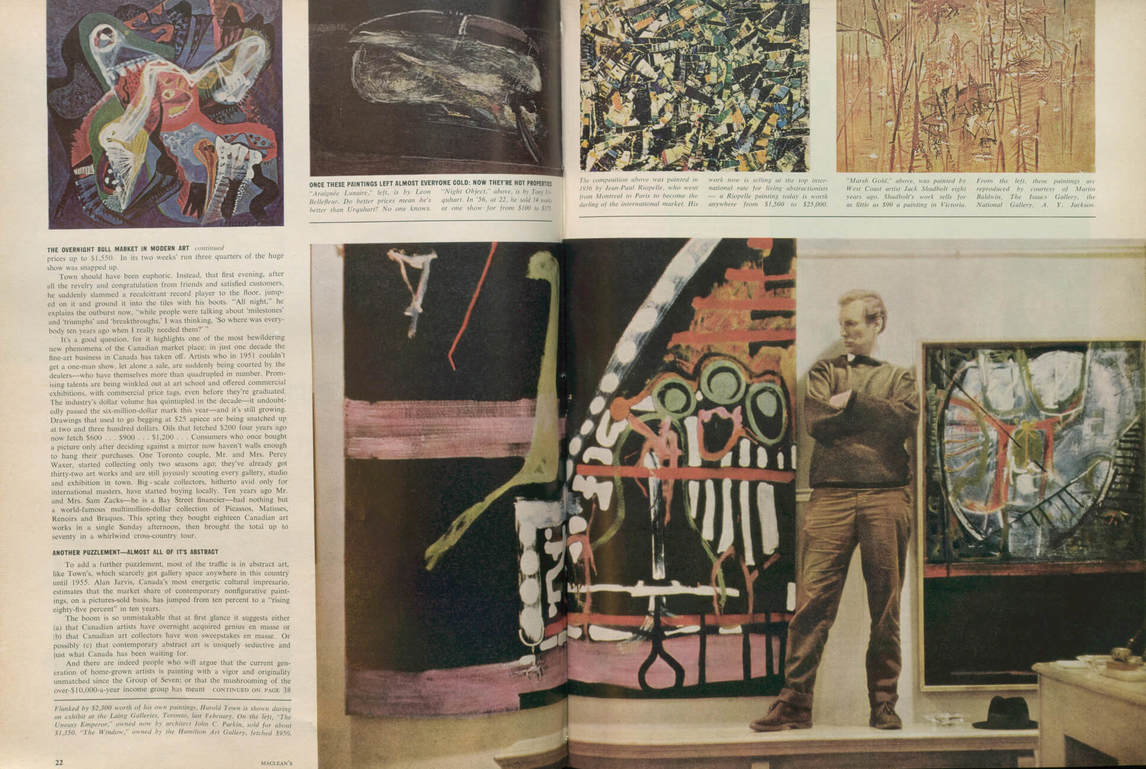 Art Canada Institute, Harold Town featured in Maclean’s article “The Overnight Bull Market in Modern Art,” December 1961