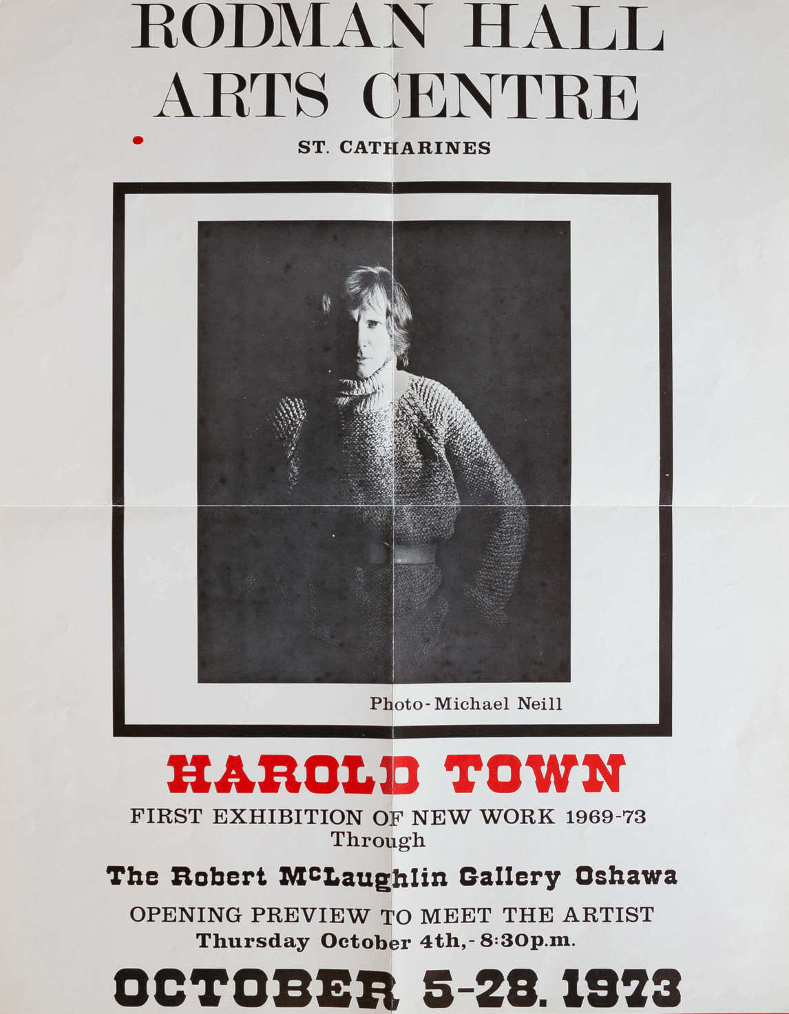 Art Canada Institute, Poster for the 1973 exhibition Harold Town: The First Exhibition of New Work, 1969–1973 at the Robert McLaughlin Gallery, Oshawa