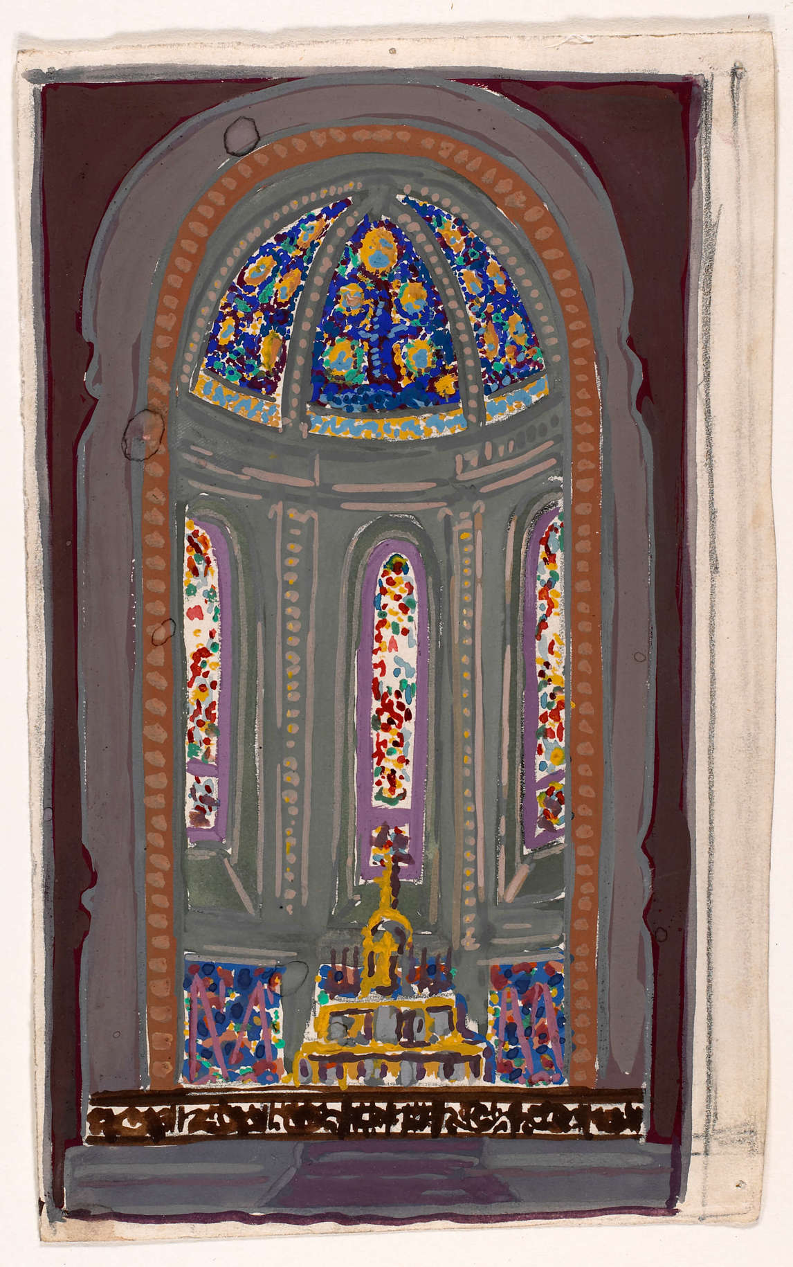 Art Canada Institute, Paul-Émile Borduas, Decorative Project for the Chapel of a Château, No. 4: Study for Stained Glass Window, 1927