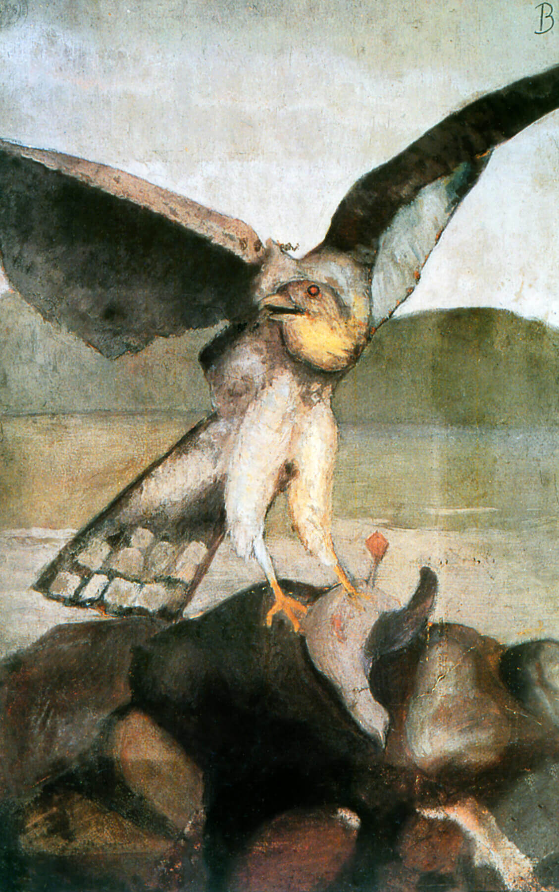 Art Canada Institute, Paul-Émile Borduas, Study of a Sparrow Hawk in a Decorative Landscape, c. 1923–24