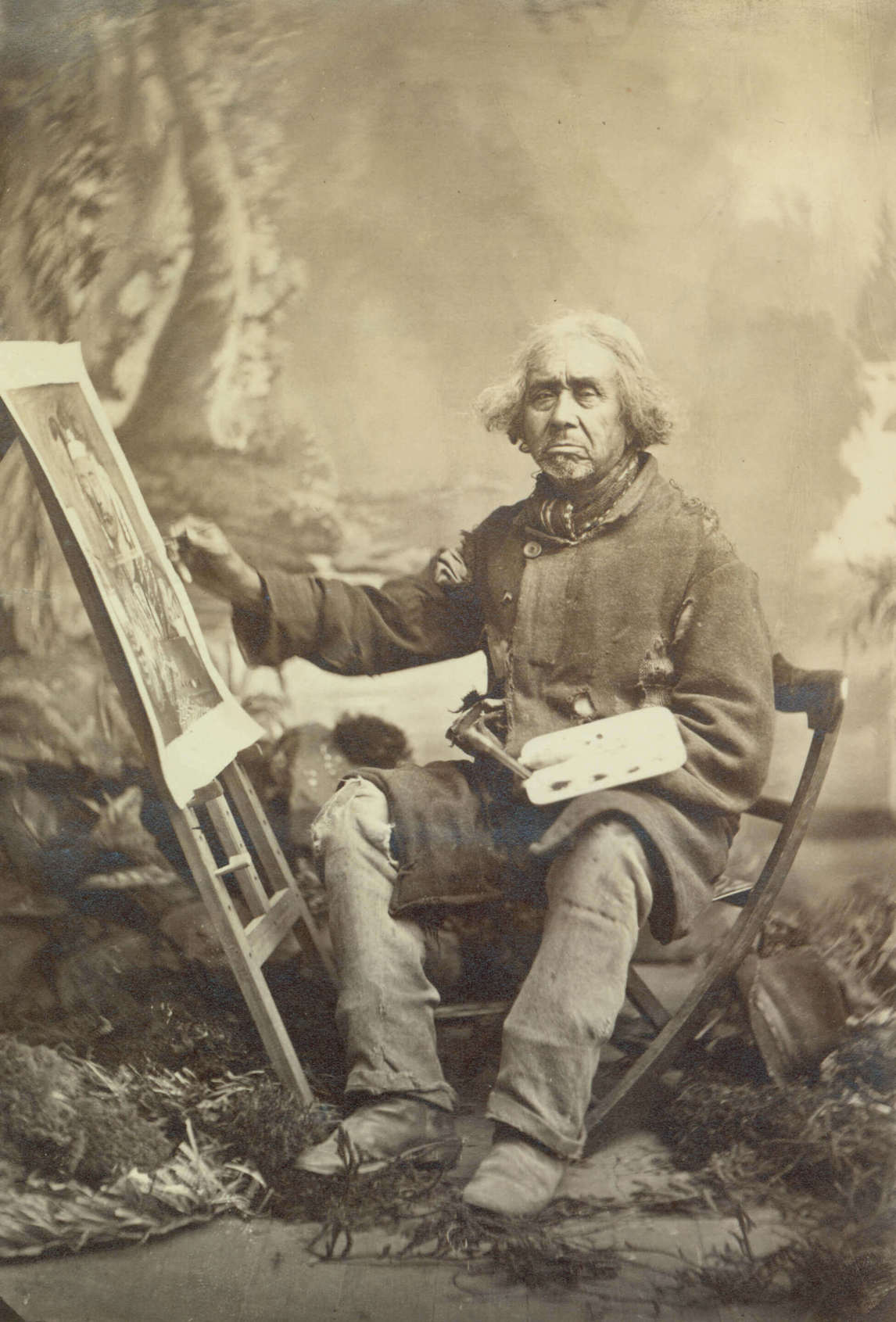 Art Canada Institute, Zacharie Vincent, Vincent seated at his easel, at work on a self-portrait, c. 1875–78