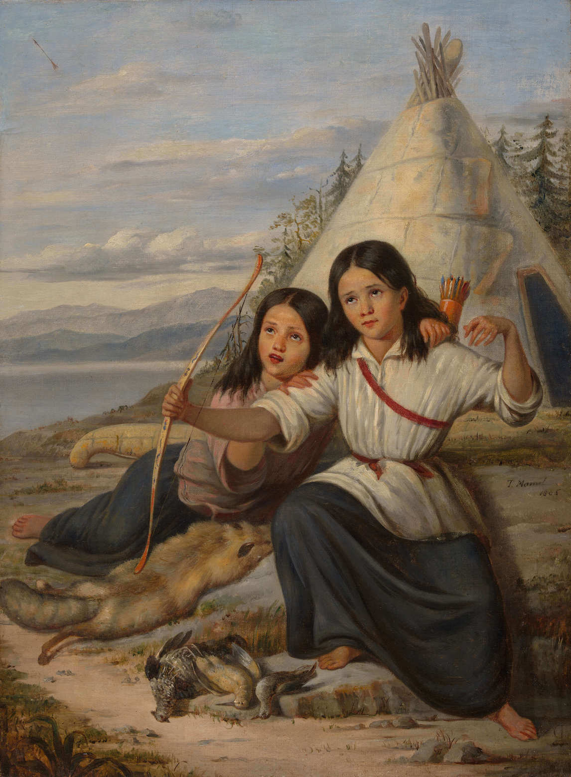 Art Canada Institute, Zacharie Vincent, Young Indian Girls in Lorette, 1865