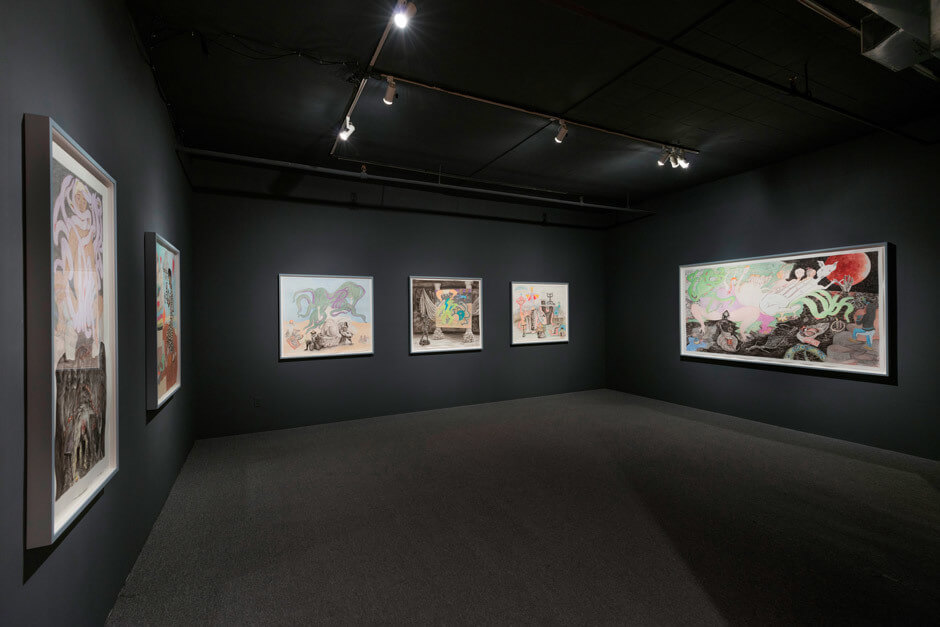 Art Canada Institute, Paul Litherland, installation view of Universal Cobra, 2015, with InaGodadavida on the right