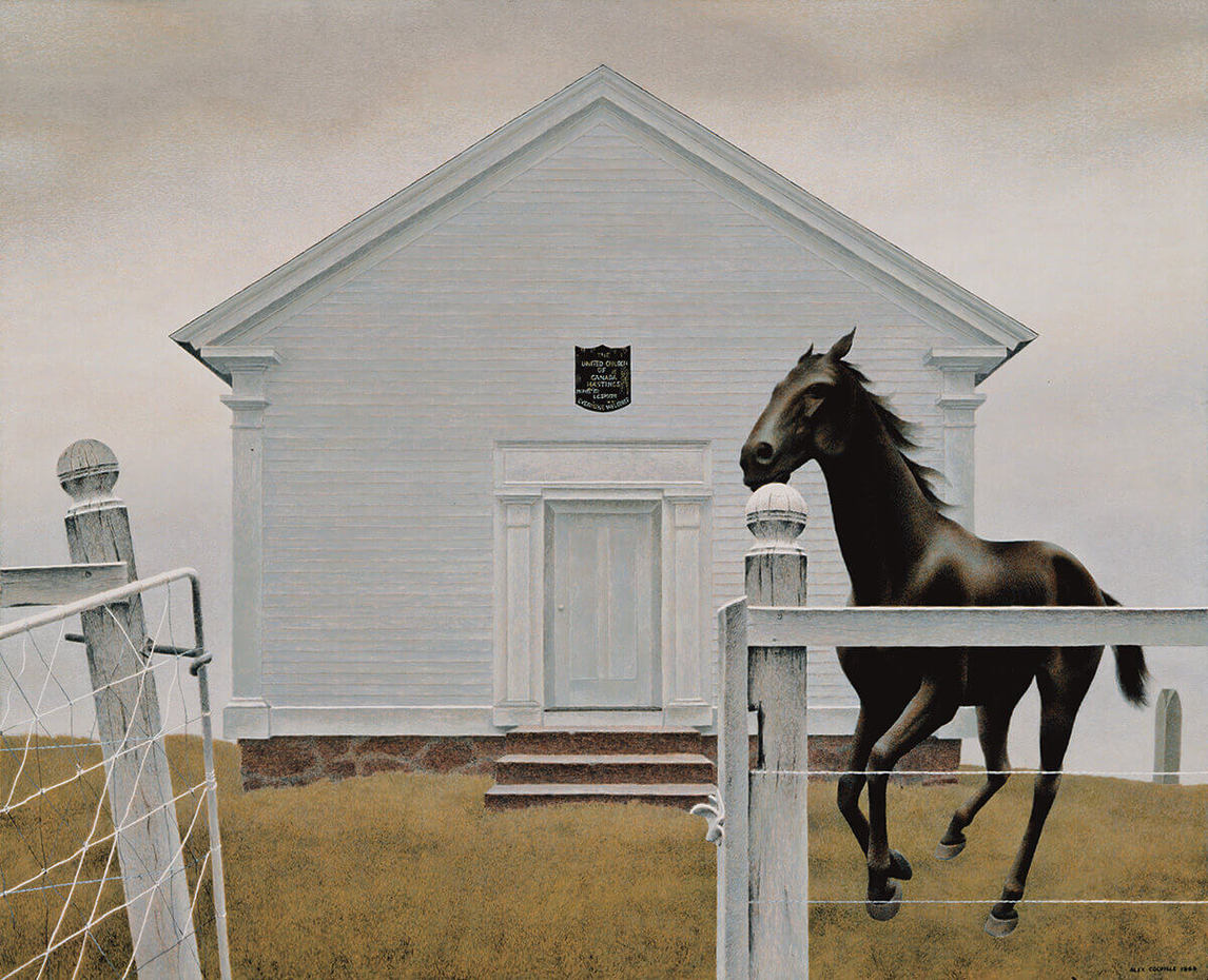 Art Canada Institute, Alex Colville, Church and Horse (Église et cheval), 1964.