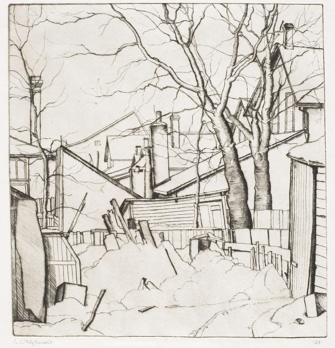 Art Canada Institute, Lionel LeMoine FitzGerald, Backyards, Water Street, 1927