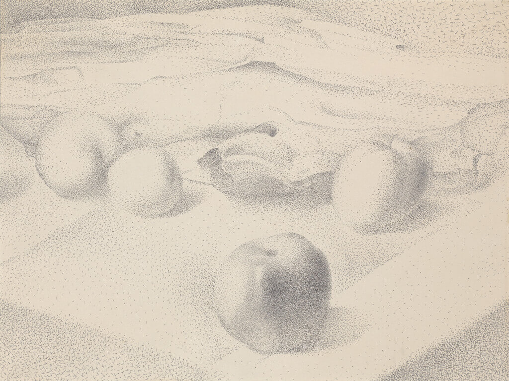 Art Canada Institute, Lionel LeMoine FitzGerald, Four Apples on Tablecloth, December 17, 1947