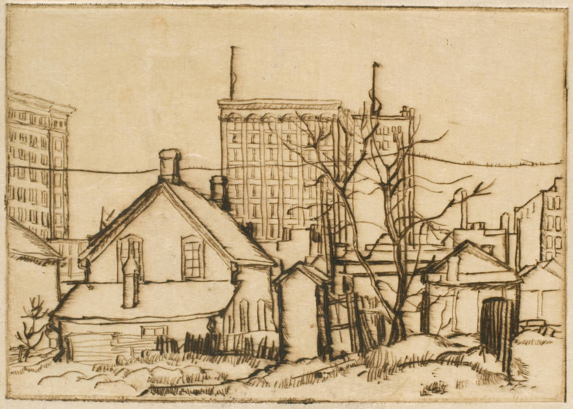 Art Canada Institute, Lionel LeMoine Fitzgerald, Old House and Buildings, 1923, State III/VI