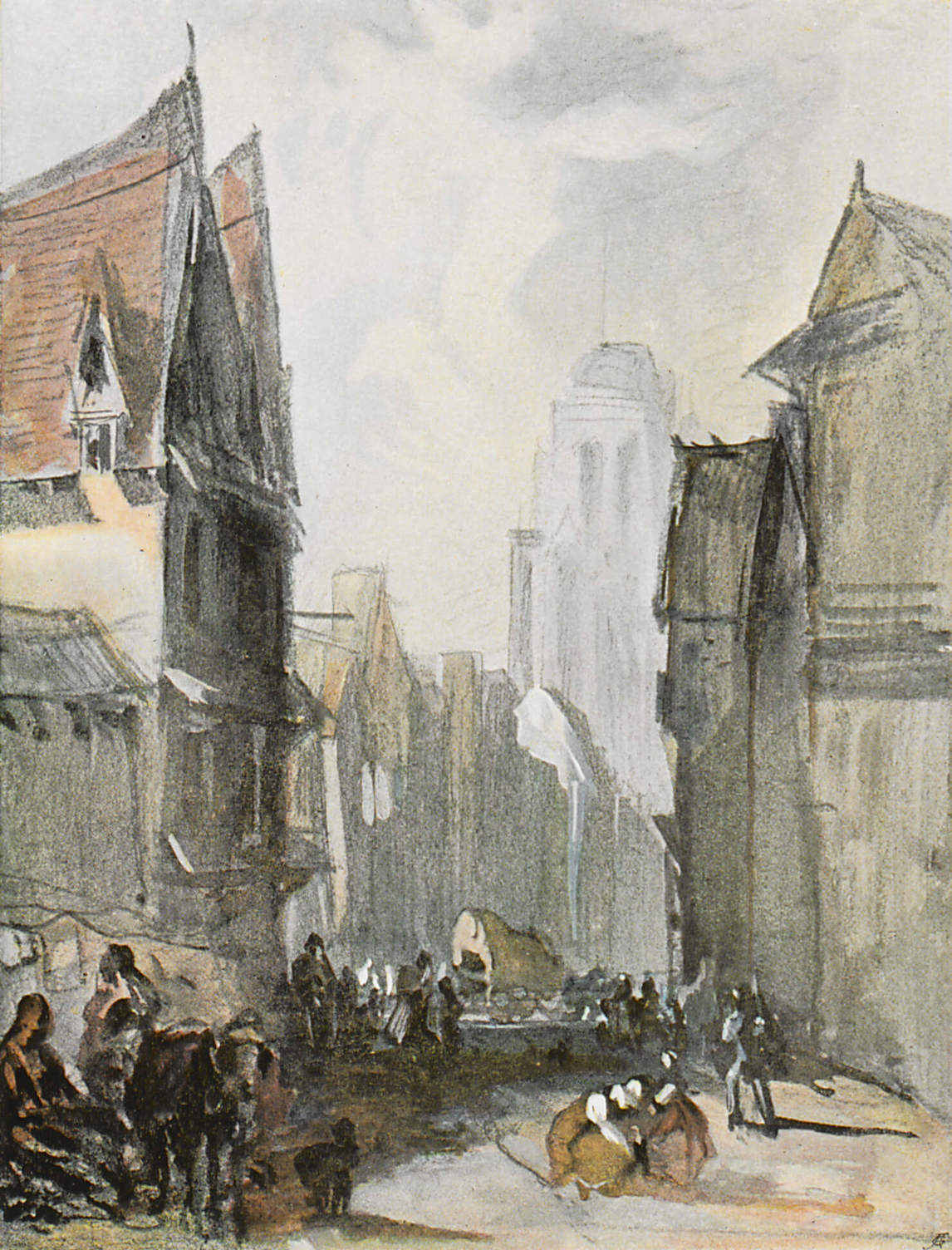 Art Canada Institute, Richard Parkes Bonington, watercolour of A Street in Rouen, reproduced in The Studio: An Illustrated Magazine of Fine & Applied Art 33, 1904