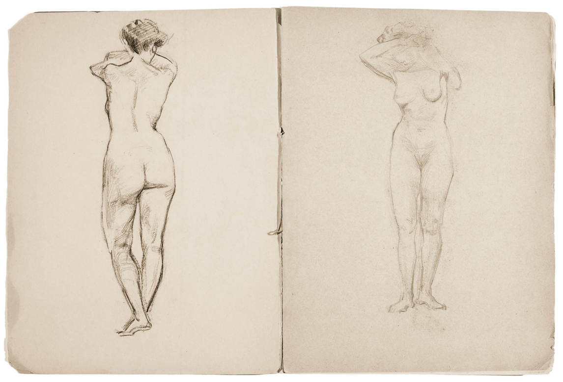 Art Canada Institute, Helen McNicoll, Sketch of Female Nudes from Dessin [sic] Sketchbook, c. 1902