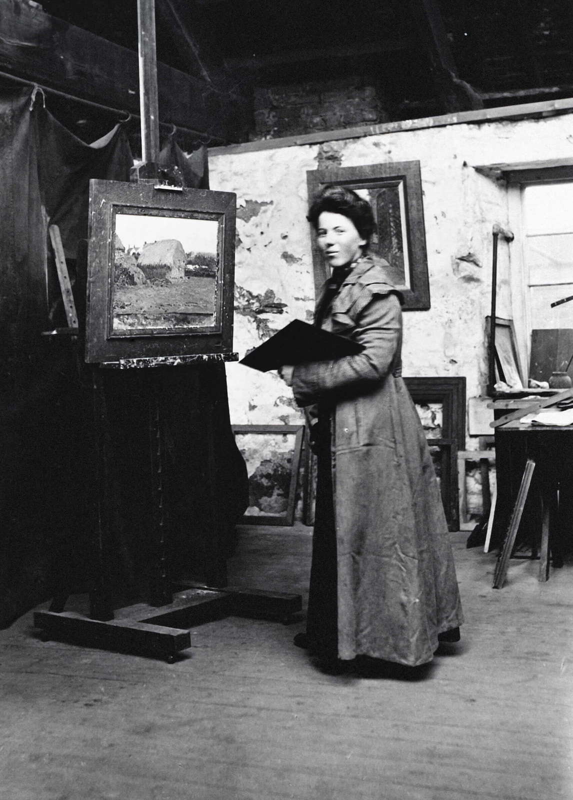Photograph of Helen McNicoll in her studio, c. 1906.