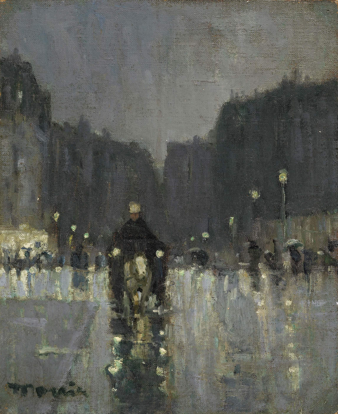 A Wet Night on the Boulevard Saint Germain, Paris, c. 1895–96, James Wilson Morrice