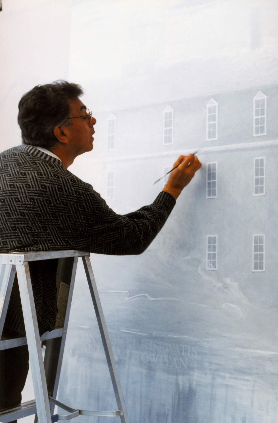 Robert Houle painting Sandy Bay in 1999