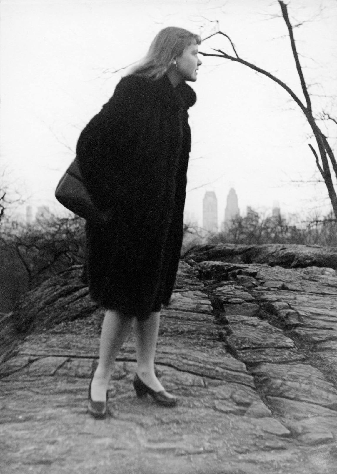 Françoise Sullivan in Central Park, New York, c. 1946. Photograph by Laredo.