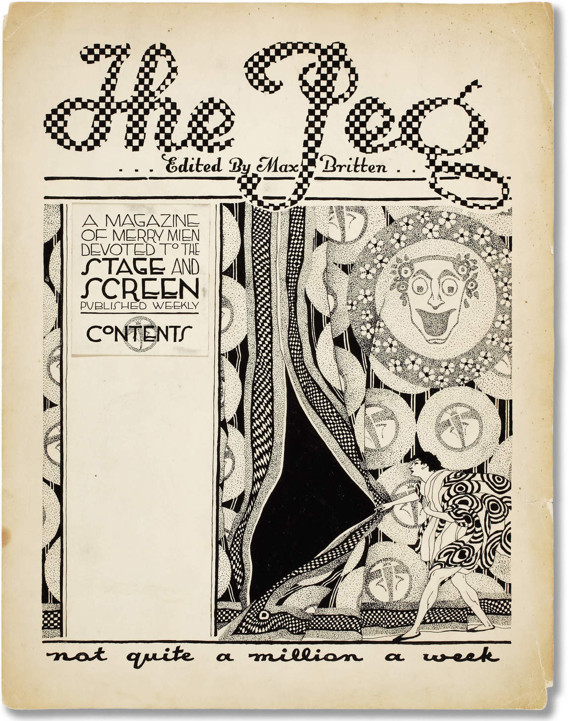 Bertram Brooker, page couverture de The Peg: A Magazine of Merry Mien Devoted to the Stage and Screen, v.1915-1921