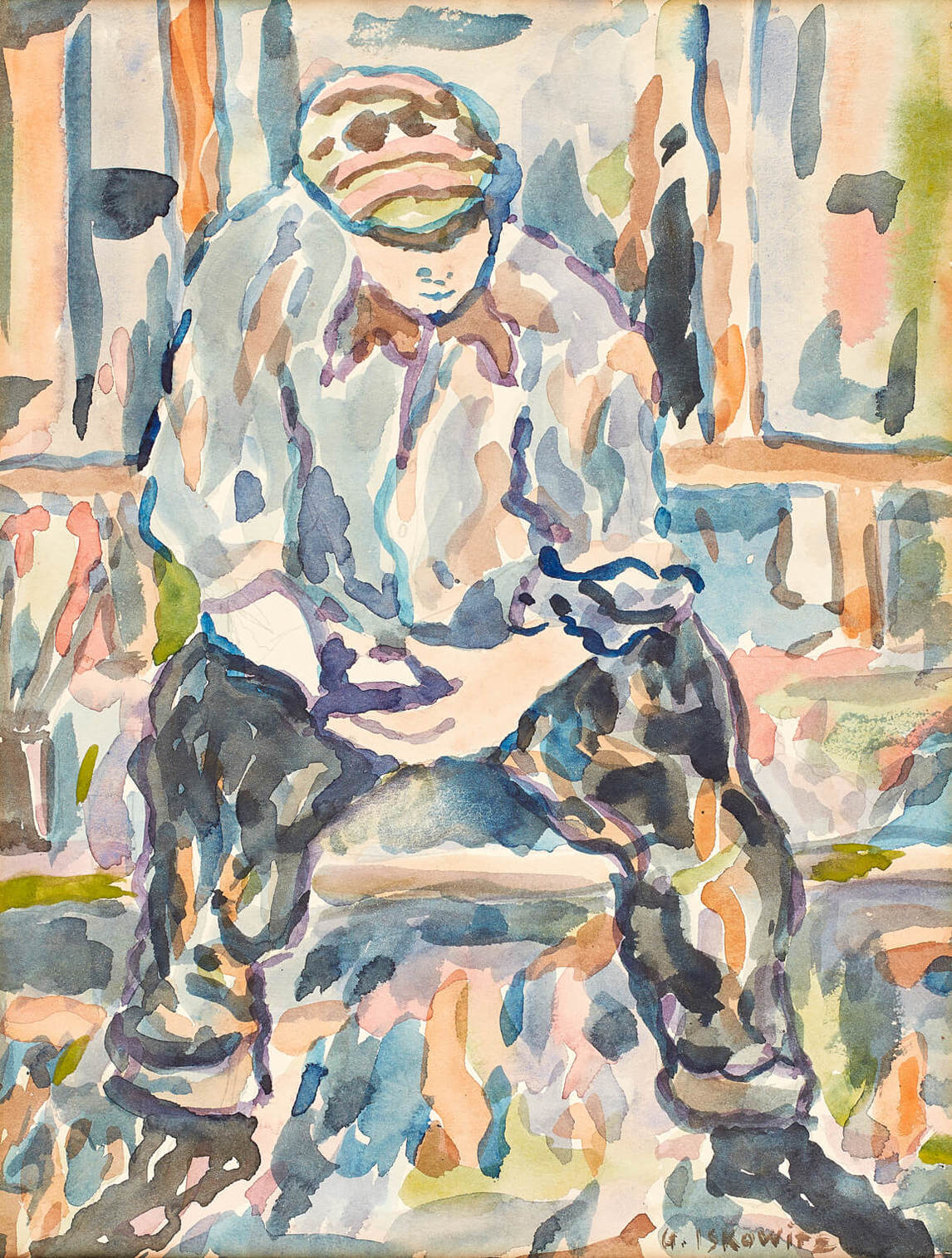 Art Canada Institute, Gershon Iskowitz, Untitled (seated figure), c.1955