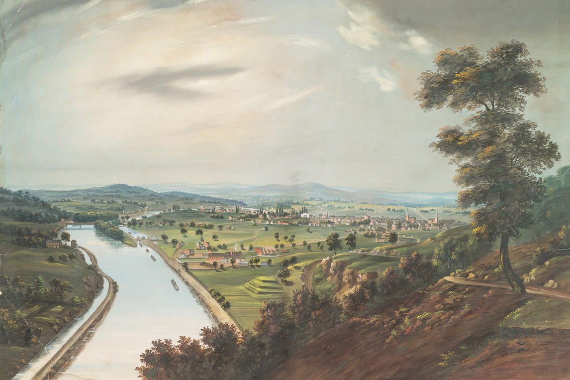 View of Reading, Pennsylvania, from the Neversink in the neighborhood of the white cottage, 1834, by A. Zeno Schindler