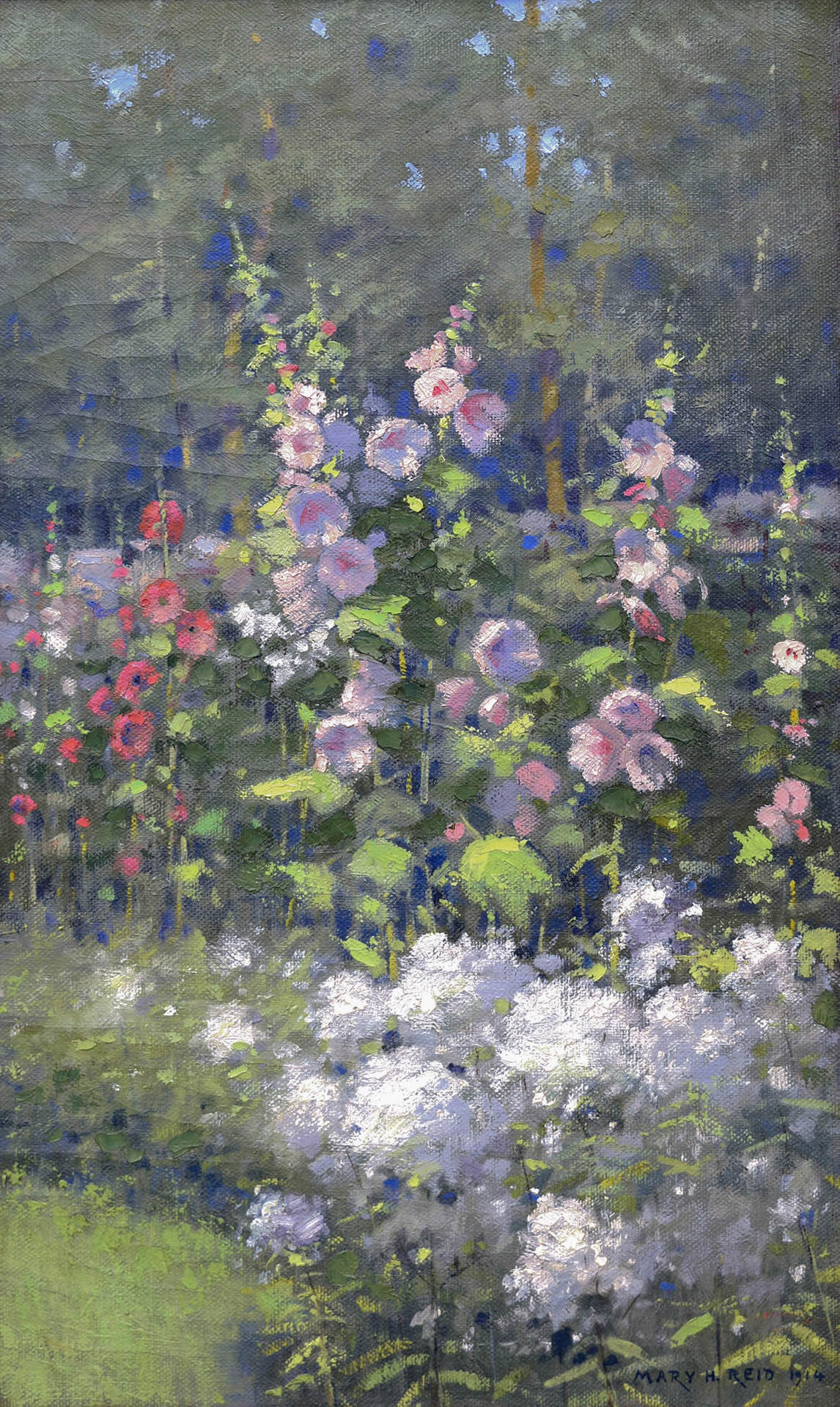 Mary Hiester Reid, Hollyhocks (Roses trémières), 1914