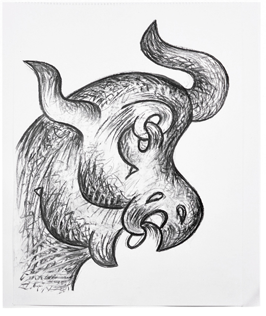 Sorel Etrog, Bull Sketch (Dessin de taureau), 1969