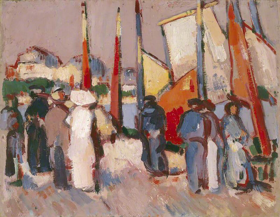 Art Canada Institute, John Duncan Fergusson, People and Sails at Royon, 1910