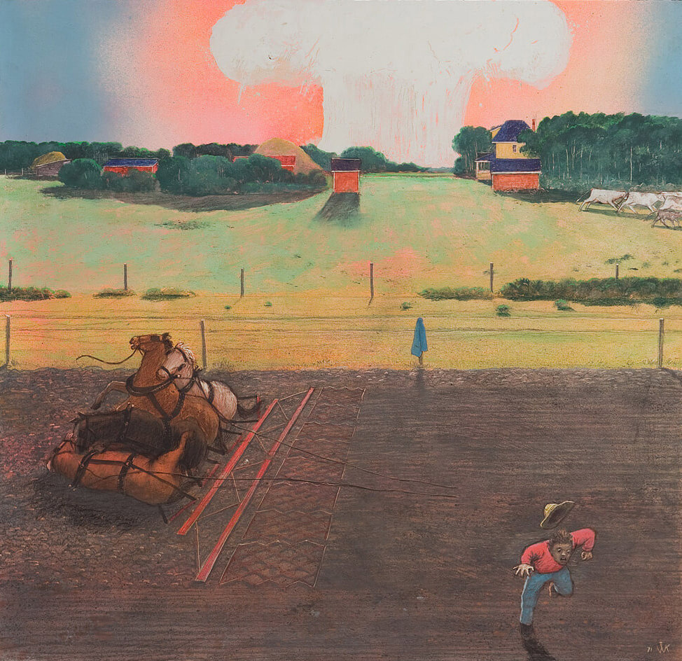 Art Canada Institute, William Kurelek, Not Going Back to Pick Up a Cloak; If They Are in the Fields after the Bomb Has Dropped, 1971