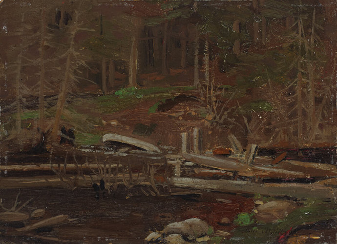 Tom Thomson, Vieux barrage de bois, parc Algonquin, 1912